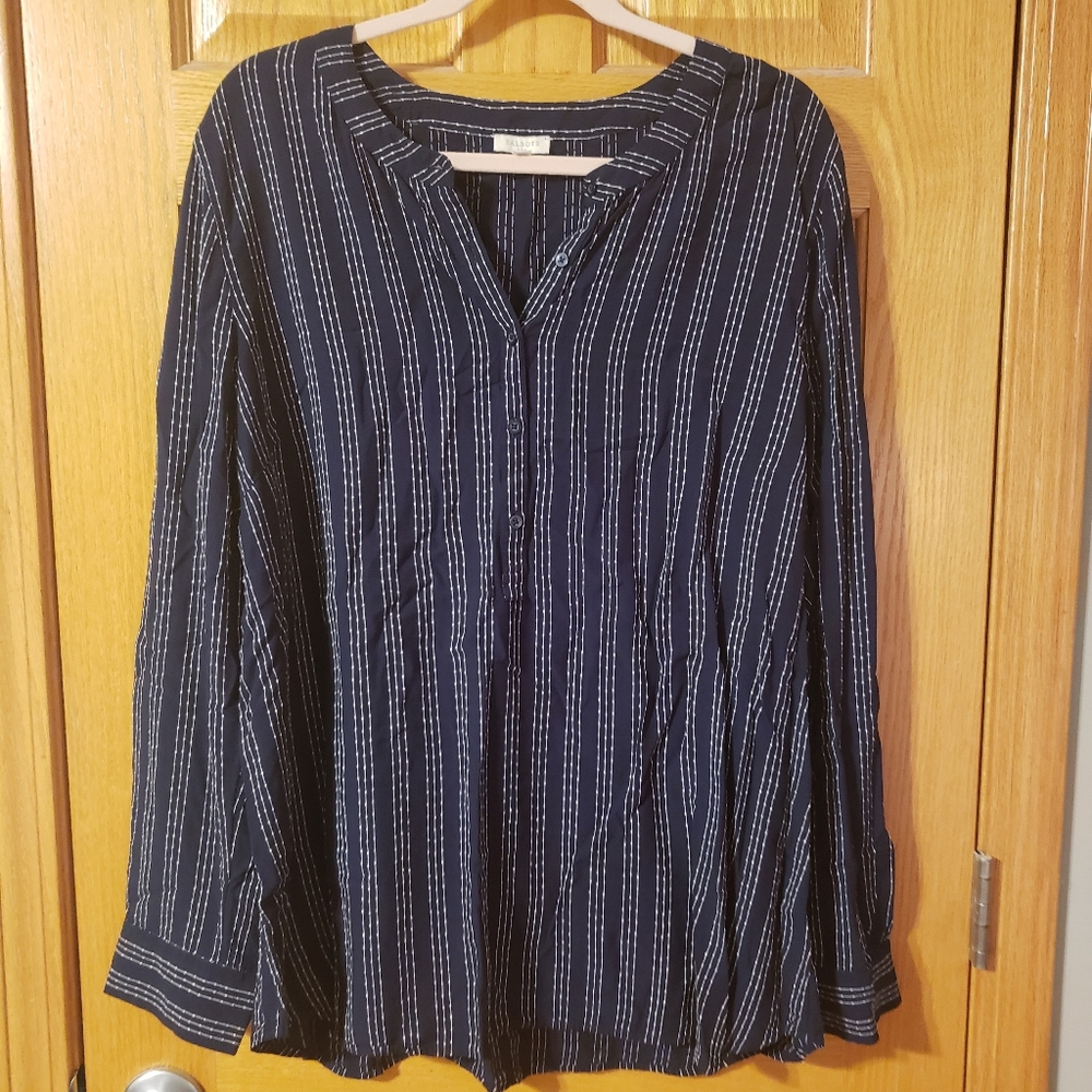 Talbots Navy and White Striped Tunic